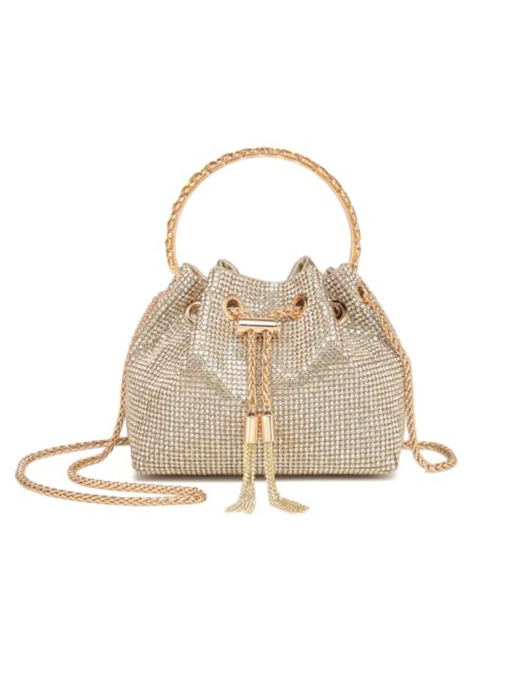 Rhinestone Glitter Evening Clutch Sparkly Bling Crossbody Bucket Purse